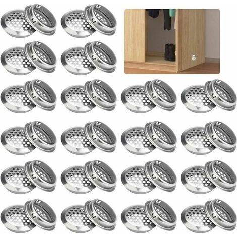 30 pezzi Griglia di ventilazione rotonda da 35 mm Griglia di scarico Ventilazione Griglia di ventilazione in acciaio inox Foro di ventilazione rotondo per mobili Cucina Armadio Armadio, di DEBUNS (1/5)
