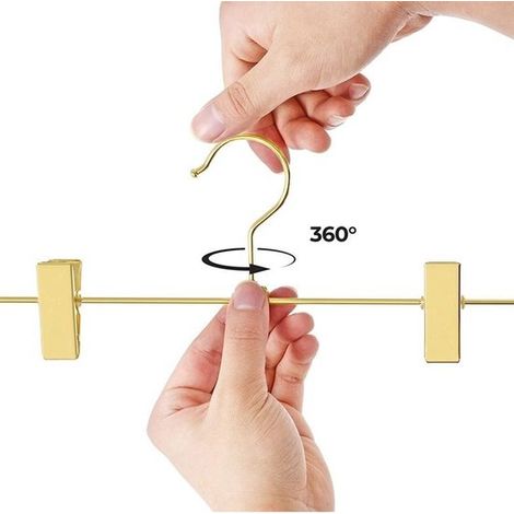 10 pezzi - Grucce appendiabiti - Grucce per pantaloni dorate - Clip multifunzionali - Soluzione salvaspazio per armadio o appendiabiti - Oro (1/3)