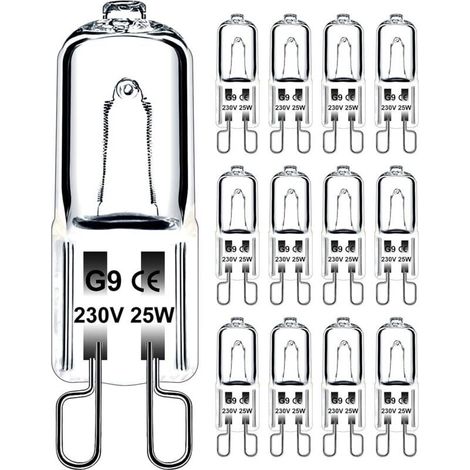 Ampoule G9 25W 230V Dimmable Blanc Chaud, Ampoule Halogène G9 Tolérance de 300°C, Ampoule Four G9 Pour Four Micro-ondes Cuisinière Plafonniers, Lot de 12 (1/5)