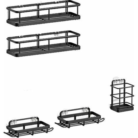 5-teiliges Duschaufbewahrungsset, Seifenschale, bohrfreies Aufbewahrungsregal, dekoratives Accessoire-Set, bohrfreies Badezimmer-Aufbewahrungsregal. (1/5)