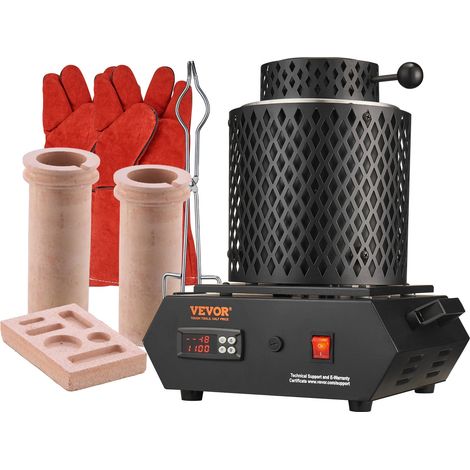 Four de Fusion Électrique 1350 W, Four de Fusion d'Or, Température Max. 1150 ℃, avec 2 Creusets en Céramique 1 kg et 3 kg, pour la Coulée et l'Affinage des Métaux Précieux, Argent, Alu, Cuivre