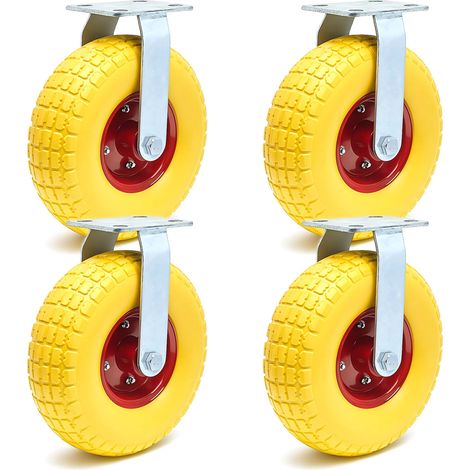 Set 4x ruote fisse da trasporto gialle 258 x 78 mm Cerchi in metallo antiforatura Max 150kg/ruota