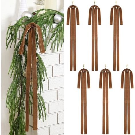 Set di 6 archi natalizi, decorazioni natalizie, 40 x 64 cm, grandi archi in velluto in stile rustico, decorazioni natalizie per albero di Natale, confezione regalo (1/4)