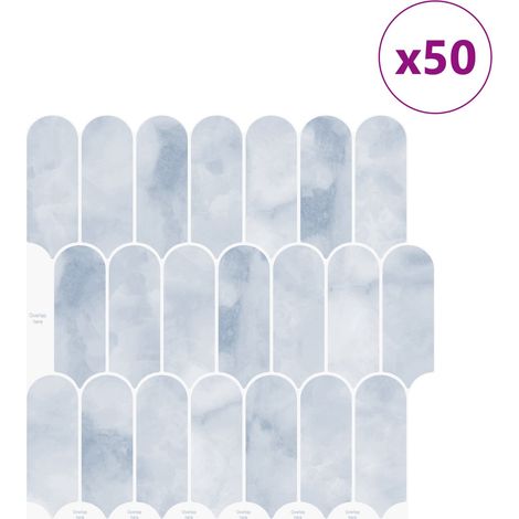 Carrelage Adhésif Mural Crédence Cuisine Salle de Bain Polyuréthane et PET Bleu Clair Lot de 50 (1/5)
