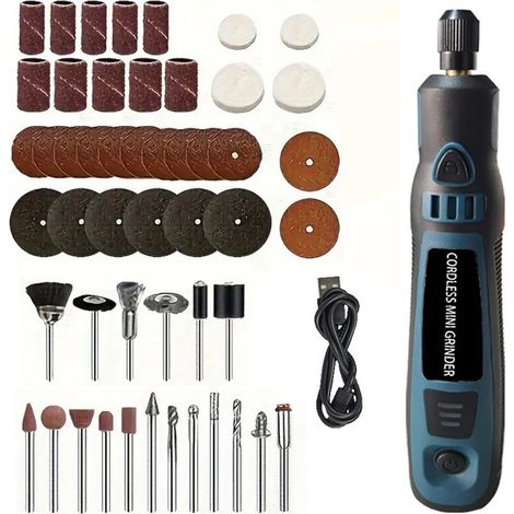 Kabelloses Mini-Rotationswerkzeug-Set, USB-wiederaufladbarer elektrischer Schleifbohrer mit variabler Drehzahl, inklusive diversen Zubehörteilen, geeignet für Heimwerkerprojekte wie Holzschnitzen, Gra (1/5)