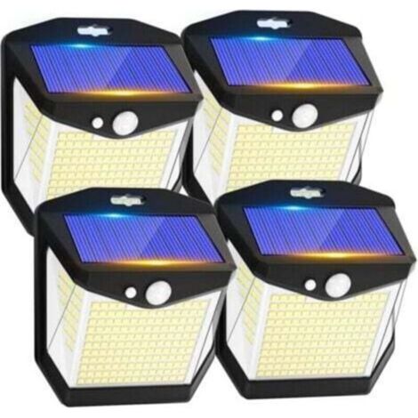 Solarbetriebene Außenwandleuchte mit Bewegungsmelder – 248 LEDs, IP65 wasserdicht, 270° Abstrahlwinkel, kabellos, 4er-Pack