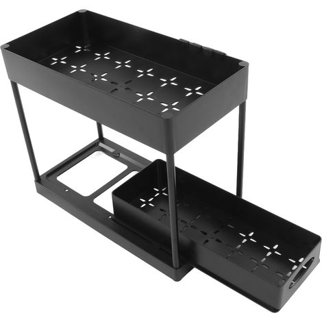 Erweiterbarer Aufbewahrungskorb für Spülenschränke, Schubladen, Arbeitsplatten und Vorratskammern, HIPS, Schwarz (1/5)