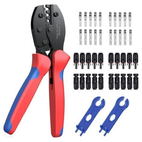 Solar-Crimpwerkzeug-Set für Kabel, Solar-Crimpwerkzeuge für Kabel, Solarpanel 2,5/4,0/6,0 mm² + 20 MC4-Stecker/Buchsen für Solarpanel-Kabel + 1 Paar MC4-Solarstecker (1/5)