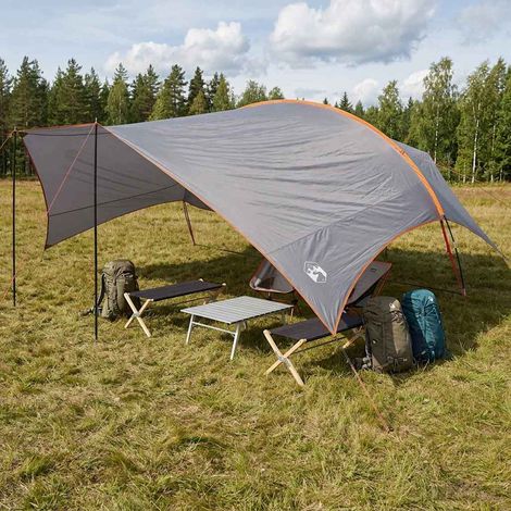 vidaXL Telo da campeggio resistente all'acqua Grigio e arancione (1/5)