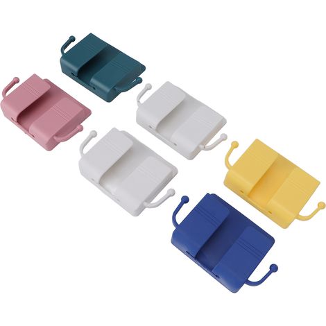 6 pièces Organisateur Mural Adhésif pour Téléphone et Télécommande, Boîte de Rangement pour Salon (1/5)
