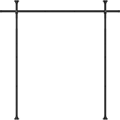 Tringle rideau sans percage (242-351x111-297cm, Brise-Vue, Noir) Hauteur 242-351cm / Largeur 111-297cm, Paravent vertical intérieur, adapté pour Salon Chambre Bureau