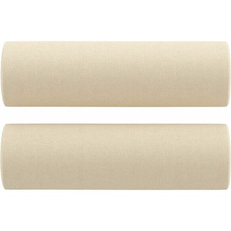 Coussins décoratifs, lot de 2, beige, 15 cm de diamètre, 50 cm de hauteur, en tissu. (1/5)