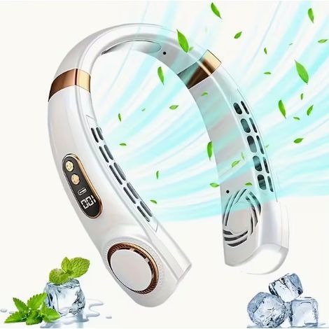Neck fan, USB rechargeable, quiet portable turbine neck fan for outdoor use, mini bladeless fan - AquaForge