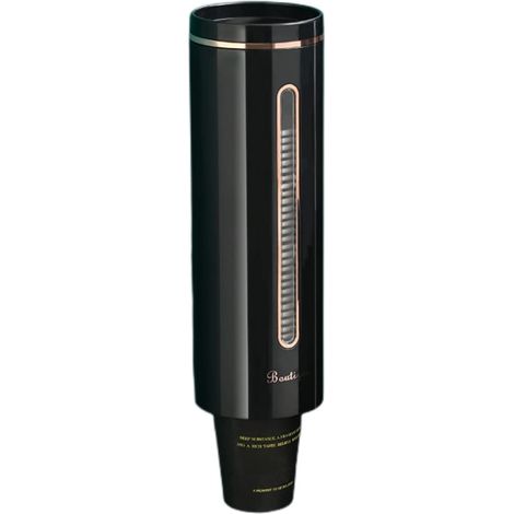 Distributore di bicchieri monouso da parete, supporto in plastica antipolvere per bicchieri di carta e plastica, fino a 45-50 bicchieri di 5,5-7,6 cm di diametro (nero)