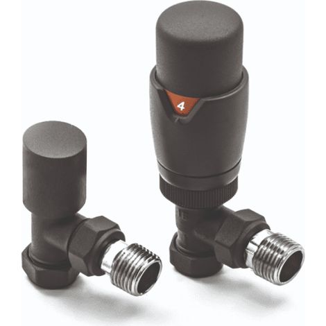Heatwave Prime Anthracite Angled Thermostatic Radiator Valve Set