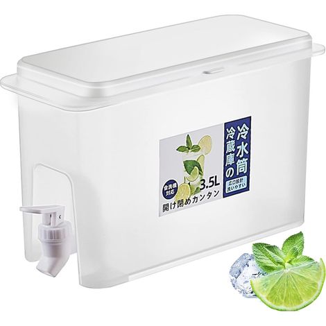 Distributeur d'eau pour Réfrigérateur 3.5 litres Distributeur de Boisson en Plastique Distributeur de Jus avec Robinet pour Jus de Fruits Cocktails Fête en Plein Air Usage Quotidien (1/5)