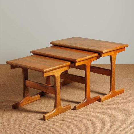 Ensemble Tables d'Appoint Gigognes Trato Bois de Manguier 62x45x38cm (1/5)