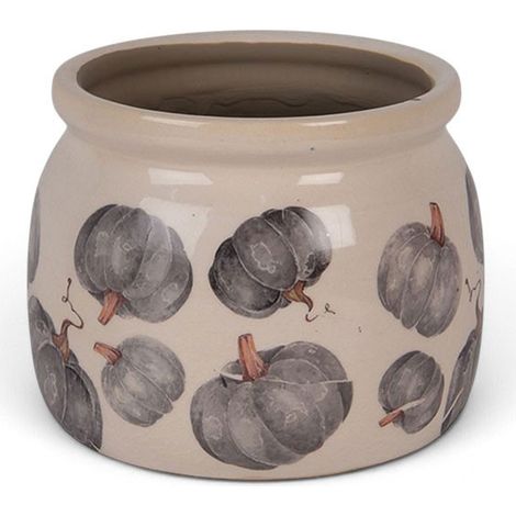 Pot de Fleurs céramique Citrouille gris 12x10cm (1/4)