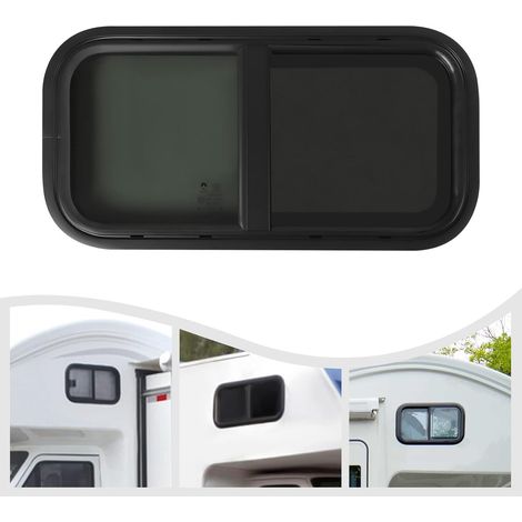Fenêtre latérale pour caravane et camping-car, fenêtre latérale - Protection contre les insectes - Fenêtre coulissante - Fermeture éclair - Fenêtre de caravane - Protection solaire - Teinté noir 600x3