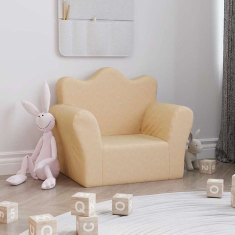 Sofá infantil de felpa suave color crema