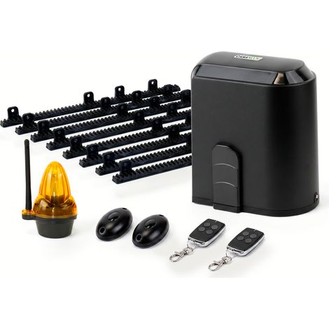 Moteur portail coulissant 600 kg VALDIS – Kit complet avec crémaillère, télécommandes, photocellules et lampe (1/5)