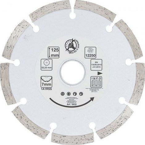 Disque Ø125 mm diamant a tronconner, beton pierre materiaux bgs segments (1/2)