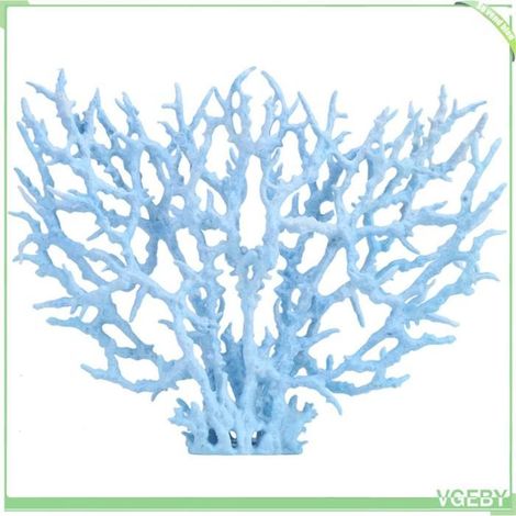 Ornement d'aquarium - FAFEICY - Corail plastique L - Bleu - Durable eau salée/douce - 25x20 cm (1/5)