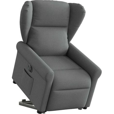 Chaise électrique relaxante en tissu, siège massant ergonomique avec fonction chauffage, inclinaison réglable et repose-pieds escamotable – Gris foncé (1/5)