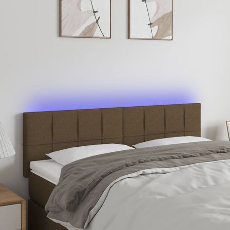 Tête de lit à LED - Design industriel - Pour Lit adulte - Marron Foncé 144x5x78/88 cm Tissu Chic-527862 (1/5)