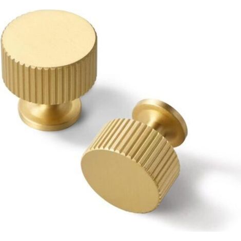2-Pack Solid Brass Cabinet Knobs - Brushed Gold Dresser Drawer Pulls for Bathroom, Bedroom, Closet, Wardrobe (1/4)