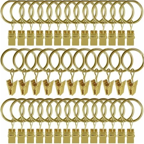 30 Pièces Anneaux de Rideau avec Pince, Antirouille Anneaux Rideaux, Crochets de Rideau en Métal, Anneau de Tringle à Rideau pour Rideaux de Douche et de Fenêtre(3.538MM) (1/4)