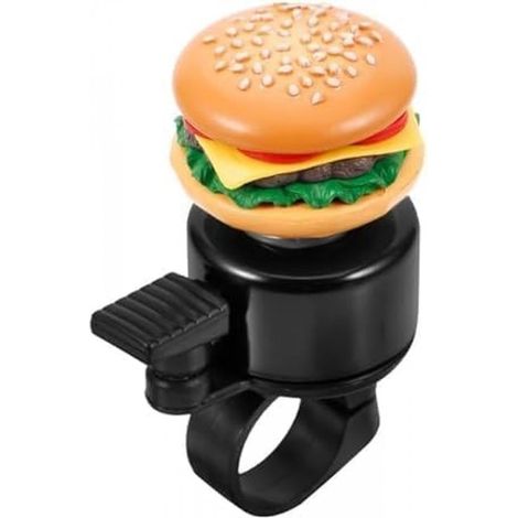 Sonnette de vélo - Sonnette de vélo - Sonnette de vélo enfant - noir - Sonnette - Forme hamburger - Klaxon de vélo Klaxon de vélo - Convient pour guidon diamètre 2,2 cm - métal + plastique (1/5)