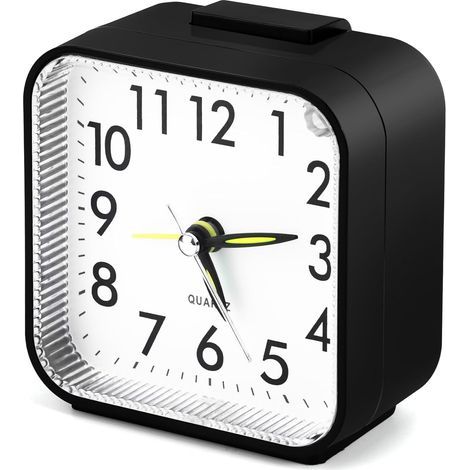 Lautloser analoger Wecker, kleiner Reisewecker ohne Ticken, geräuschloser Tischwecker mit Nachtlichtfunktion, tragbarer Wecker fürs Schlafzimmer (1/5)