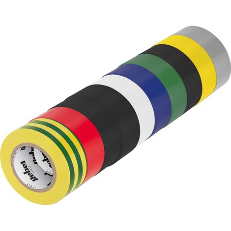 Ruban isolant PVC Rebel, assortiment de 10 pièces, 19 mm x 9 m