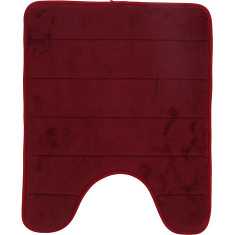 Tapis De Bain - Forme En U - Antidérapant Absorbant - Pour Salle De Douche Et Toilette - Bordeaux - 1 Pièce (1/5)