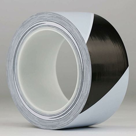 Cinta de advertencia de peligro de 48 mm x 33 m, cinta universal de señalización y advertencia para zonas peligrosas (blanca y negra) (1/5)