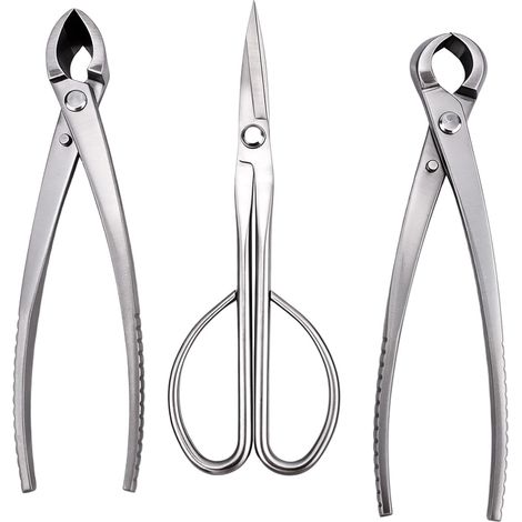 3pcs Tools for Bonsai, Professional Stainless Steel Including Button Cutter Concave Cutter and Leaf Scissors for Precision Pruning Shaping and Plant Care