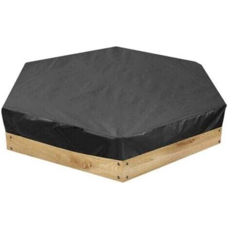 Housse de Bac à Sable Hexagonal 180x150x20cm, Bache Protection Imperméable Polyester 190T avec Cordon de Serrage pour Jardin Extérieur, Couverture Durable (1/4)