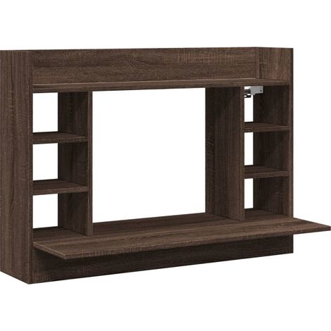 Bureau,Table de travail,Table d'étude mural chêne marron 105x48x75 cm bois d'ingénierie CFW64867 (1/5)
