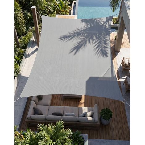 Voile d'ombrage Imperméable Rectangulaire, Polyester PES avec 95% Protection UV, Résistant aux Intempéries et Durable, Toile Ombrage Exterieur pour Jardin, Extérieur - Gris- 3 x 4m (1/5)