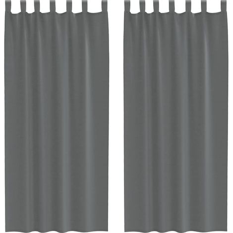 Maison Exclusive - Voile Vorhänge mit Schlaufen 2 Stk. Dunkelgrau