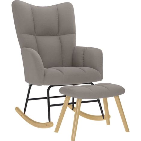 Schaukelstuhl mit Fußhocker Taupe Stoff