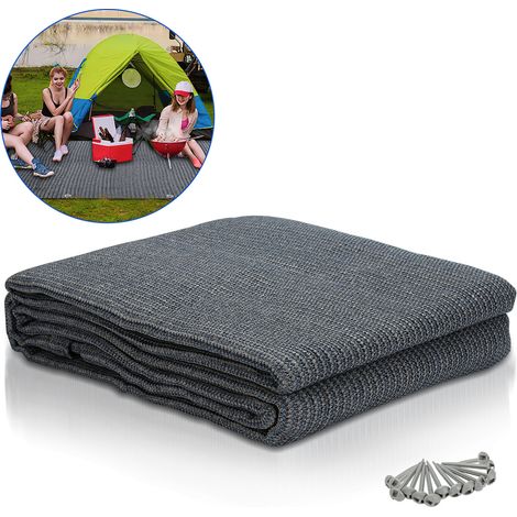 Jiubiaz Tapis de tente respirant 250x250CM, tapis de sol camping extérieur pour auvent et caravane Bleu (1/5)