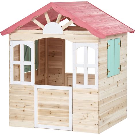 Casita de jardín casa de juegos infantil para exterior de madera marrón claro Badolato (1/5)