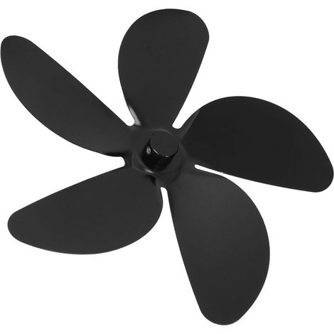 Ventilateur de cheminée 5 pales en aluminium, remplacement pour poêle à bois, usage domestique, noir (1/5)