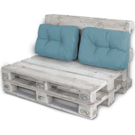 Palettenkissen Palettenauflagen Sitzkissen Rückenlehne Kissen Palette Polster Sofa Couch Set Jeansblau - 2x Seitenkissen