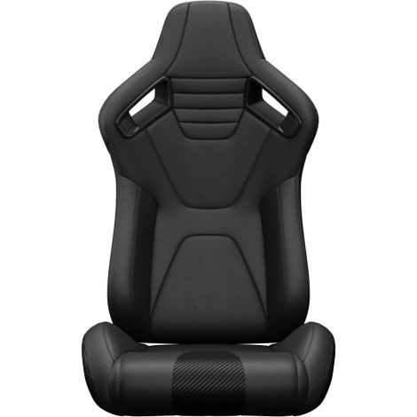 Siège baquet universel droit en simili-cuir PVC inclinable, dossier aspect carbone, glissières réglables (sans supports de fixation)