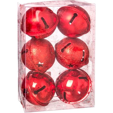 Set de 6 boules de Noël cloches rouges - 5cm (1/3)