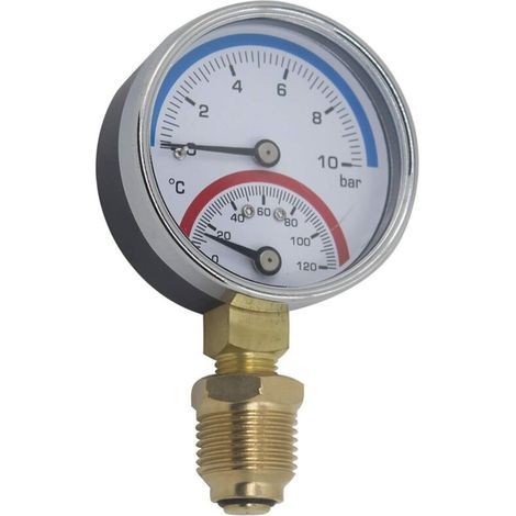 Thermomanomètre 80mm manometre pression temperatura thermometre chaudiere chauffage filetage radial (80mm 0-10bar 1/4") (1/2)