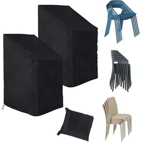 Waterproof 420D Oxford Outdoor Chair Cover - Garden Chair Cover Anti-UV Windproof with Drawstring - Heavy Duty All Season Garden Chair Covers for Stackable Chairs (1/5)